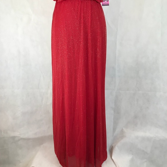 ✅Blondie Red Glitter Formal Maxi Dress NWT Prom - Picture 4 of 6